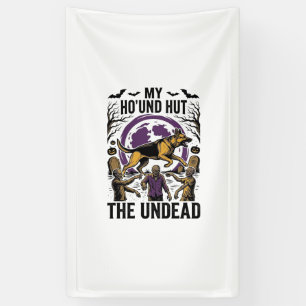 Zombie-Jäger-Hund Halloween Vintage-Stich-Shirt Banner
