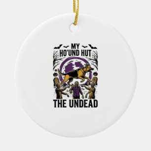 Zombie-Jäger-Hund Halloween Vintage-Stich-Shirt Keramik Ornament