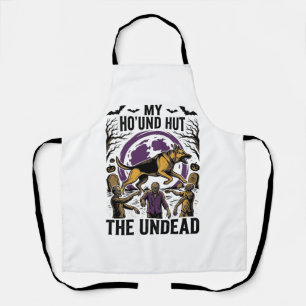 Zombie-Jäger-Hund Halloween Vintage-Stich-Shirt Schürze