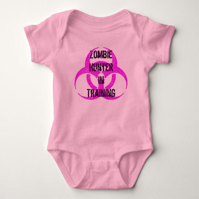 Zombie-Jäger im Trainings-Stramplerrosa Baby Strampler (Vorderseite)