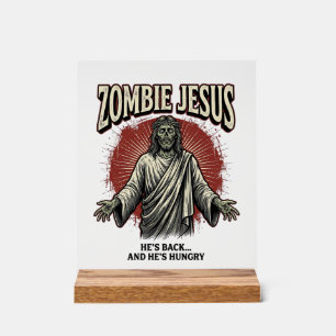 Zombie Jesus Vintage-Stichzeichnung Lustiges T-Shi Acrylschild