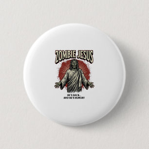 Zombie Jesus Vintage-Stichzeichnung Lustiges T-Shi Button