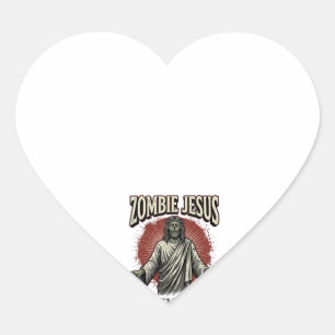 Zombie Jesus Vintage-Stichzeichnung Lustiges T-Shi Herz-Aufkleber