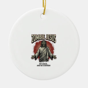 Zombie Jesus Vintage-Stichzeichnung Lustiges T-Shi Keramik Ornament