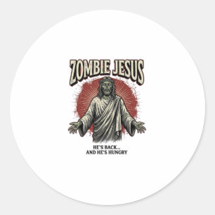 Zombie Jesus Vintage-Stichzeichnung Lustiges T-Shi Runder Aufkleber
