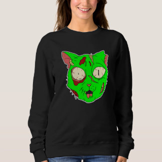 Zombie-Katze Faules Halloween-Kostüm Gruseliges Gr Sweatshirt