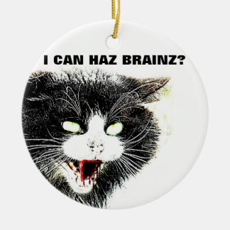 Zombie-Katze kann ich Haz Brainz Verzierung Keramik Ornament