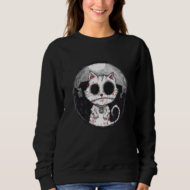 Zombie-Katze   Zombie-Katze  Halloween Sweatshirt (Vorderseite)