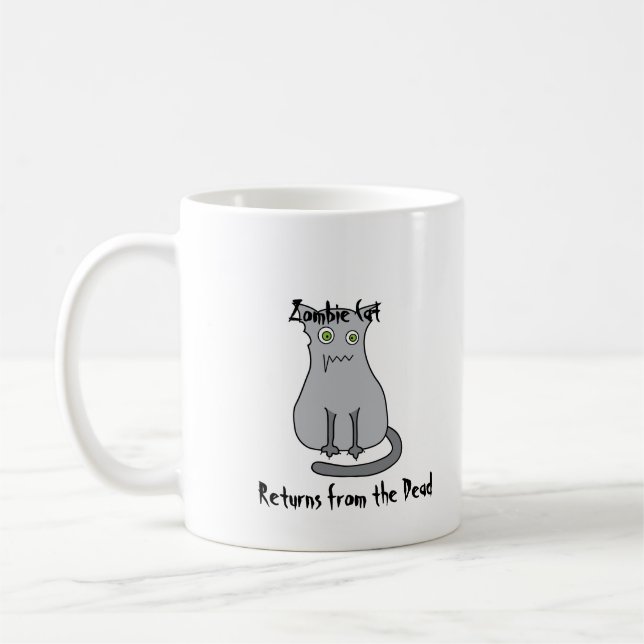 Zombie-Katzen-Grau Tasse (Links)
