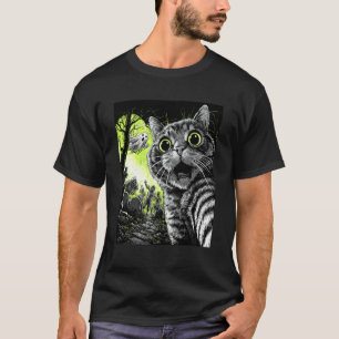 Zombie-Katzen-Selfie Lustiger Grusel-Halloween-Fri T-Shirt