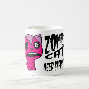 Zombie-Katzenbedarf Gehirne auch! Kaffeetasse