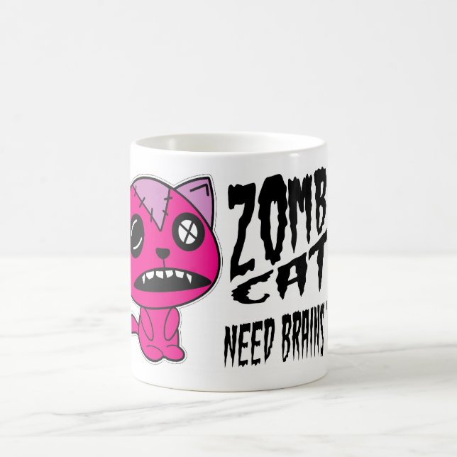Zombie-Katzenbedarf Gehirne auch! Kaffeetasse (Mittel)