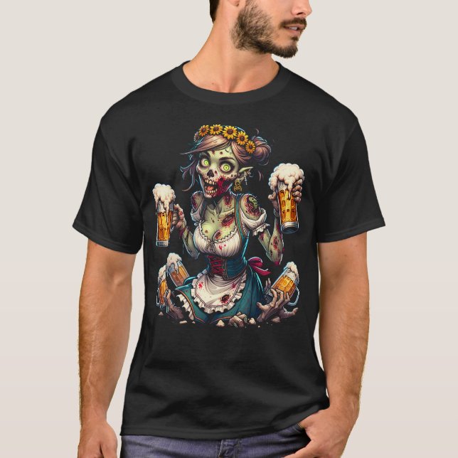 Zombie Kellnerin Dirndl T-Shirt (Vorderseite)