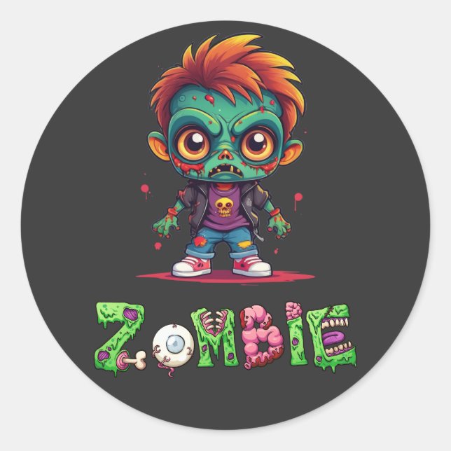Zombie Kid - Ash Runder Aufkleber (Vorderseite)