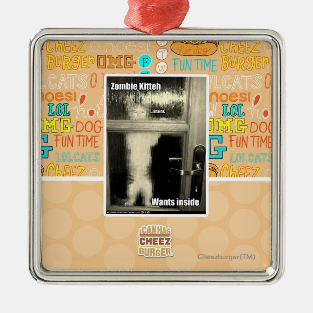 Zombie Kitteh Ornament Aus Metall (Vorne)