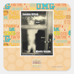 Zombie Kitteh Quadratischer Aufkleber