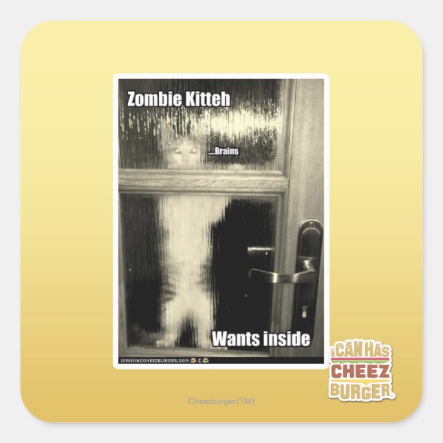 Zombie Kitteh Quadratischer Aufkleber (Vorderseite)