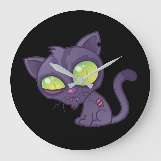 Zombie Kitty Große Wanduhr (Vorderseite)