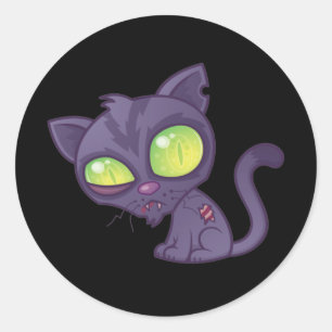 Zombie Kitty Runder Aufkleber