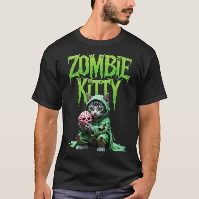 Zombie Kitty T - Shirt: Halloween Cat Lover T-Shir T-Shirt (Vorderseite)