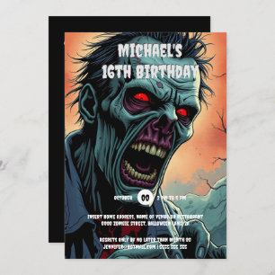 Zombie konfrontiert Comic Art Monster spookoerwach Einladung