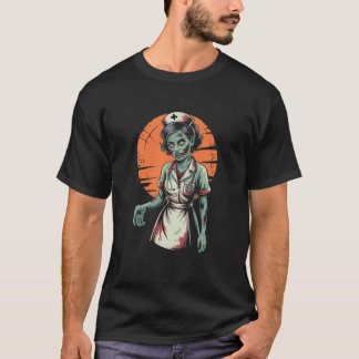 Zombie-Krankenschwester Halloween Gruselig Vollmon T-Shirt
