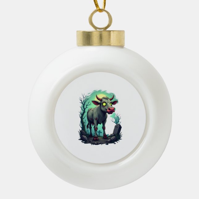 Zombie-Kuh-Apokalypse Keramik Kugel-Ornament (Vorderseite)
