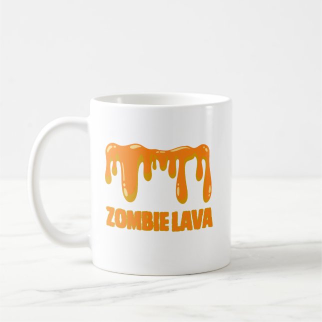 Zombie lacht seltsamen Orangenhalloween Kaffeetasse (Links)