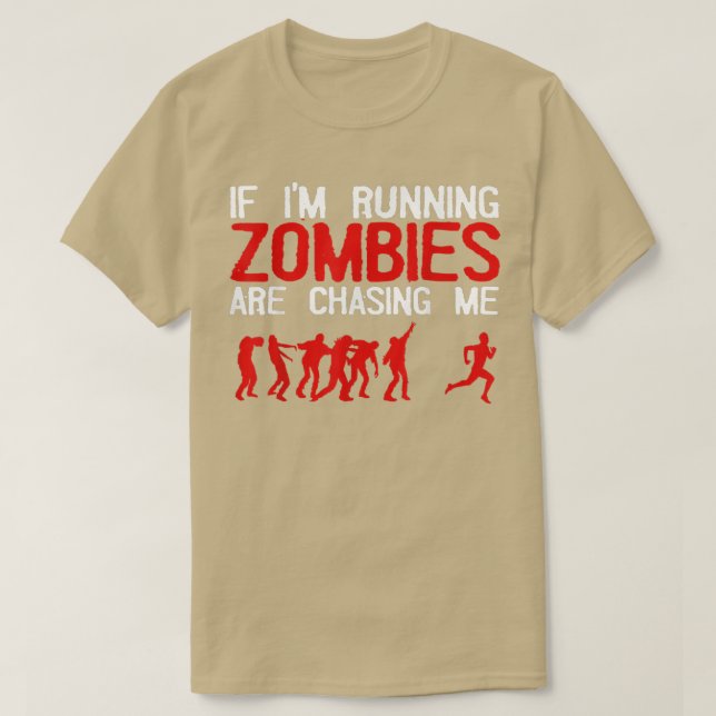 Zombie läuft Design für Männer Halloween Funn Frau T-Shirt (Design vorne)