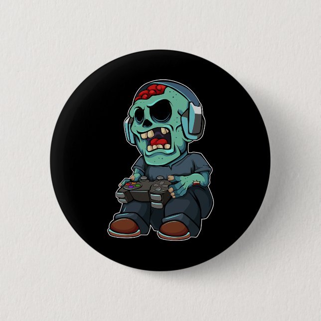 Zombie Lazy Halloween Kostüm Funny Gaming Video-g Button (Vorderseite)