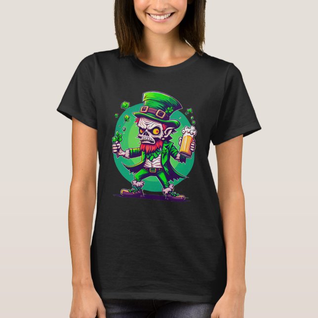 Zombie Leprechaun Irish St Paddy's Beer 1 T-Shirt (Vorderseite)