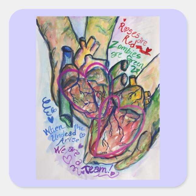 Zombie Liebe Gedicht Custom Label Stickers (Vorderseite)