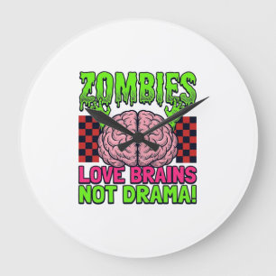 Zombie Liebe Gehirne Keine Drama Vintage Horror De Große Wanduhr