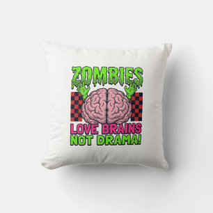 Zombie Liebe Gehirne Keine Drama Vintage Horror De Kissen