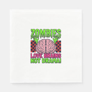 Zombie Liebe Gehirne Keine Drama Vintage Horror De Serviette