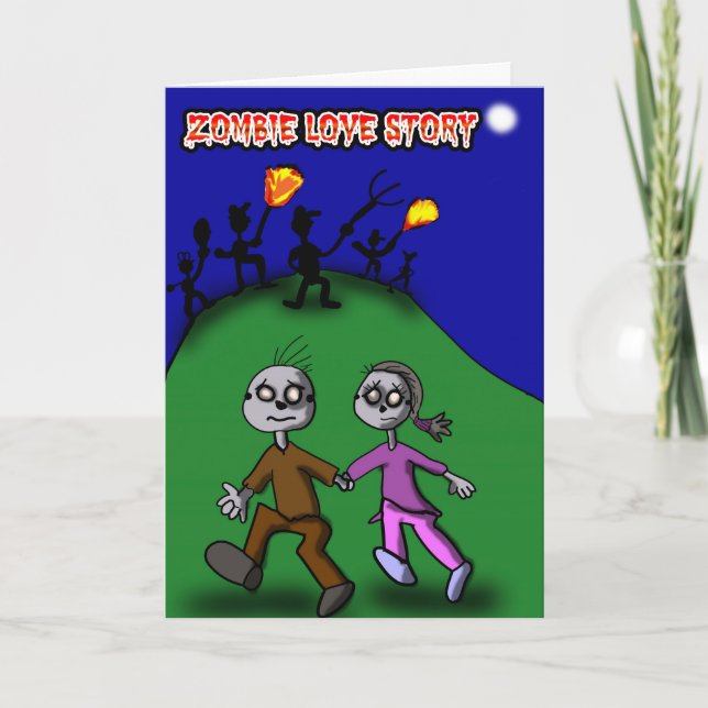 Zombie Liebe Story Card Feiertagskarte (Vorderseite)