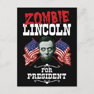 Zombie Lincoln als Präsident - Lustige Wahl Postkarte