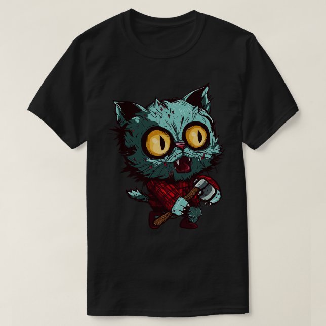 Zombie Lumberjack Cat waxe T-Shirt (Design vorne)