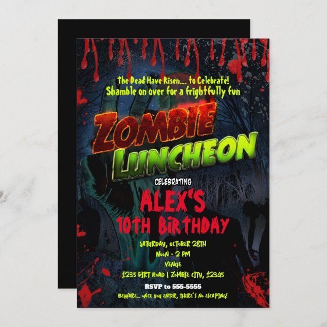 Zombie Luncheon Halloween-Party Einladung (Vorne/Hinten)