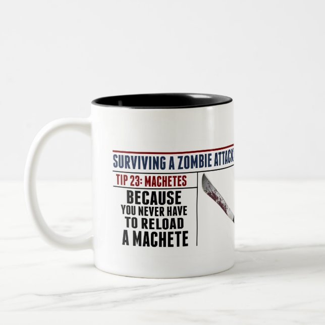 ZOMBIE-MACHETEN-TASSE ZWEIFARBIGE TASSE (Links)