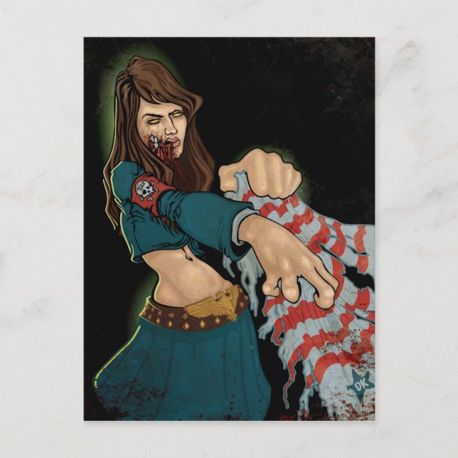 Zombie Mädchen Postkarte (Vorderseite)