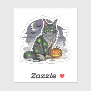 Zombie Maine Coon - Spooky Halloween Cat Aufkleber