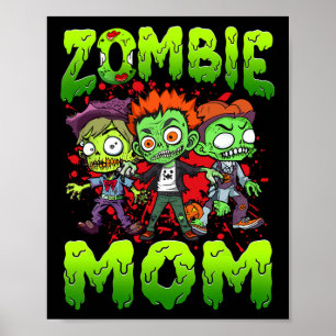 Zombie Mama Halloween Kostümfamilie Matching Poster