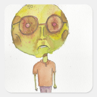 Zombie Man Quadratischer Aufkleber