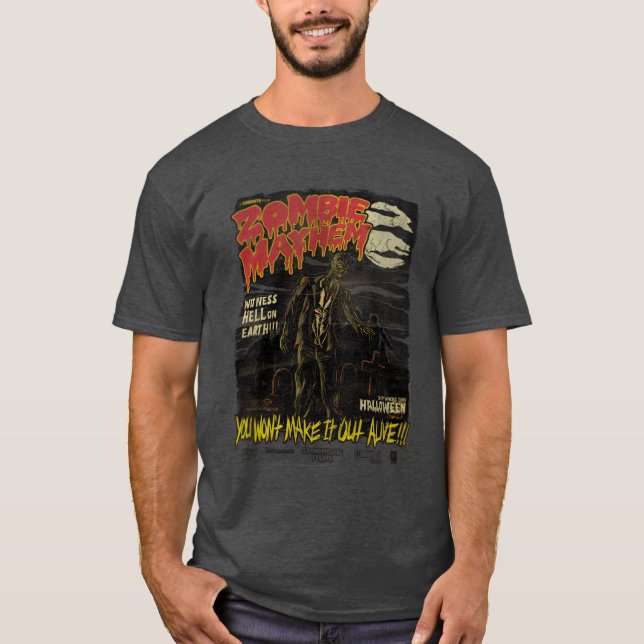 Zombie Mayhem Halloween Retro T-Shirt (Vorderseite)