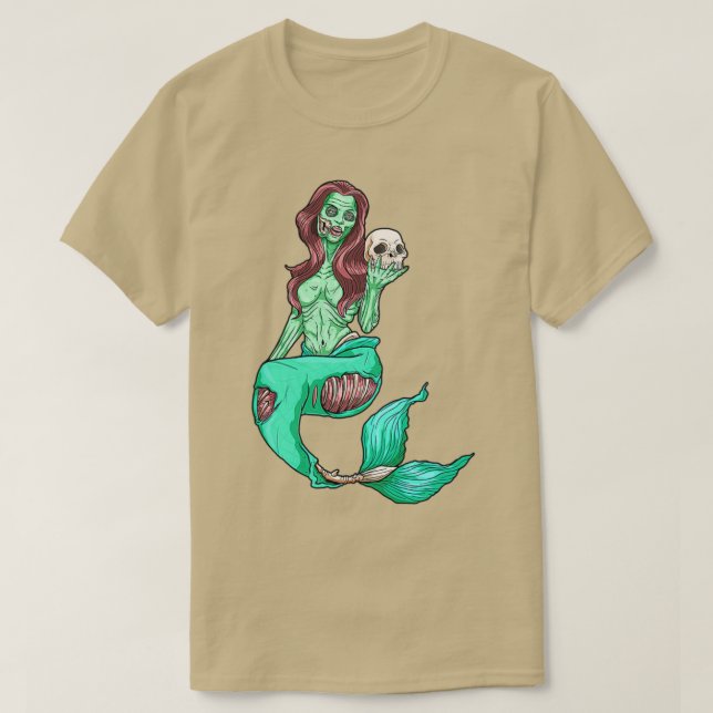 Zombie Mermaid Kostüm Halloween Beängstigend Skele T-Shirt (Design vorne)