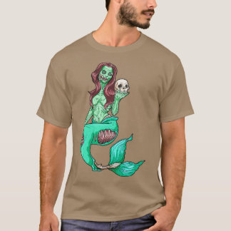 Zombie Mermaid Kostüm Halloween Beängstigend Skele T-Shirt