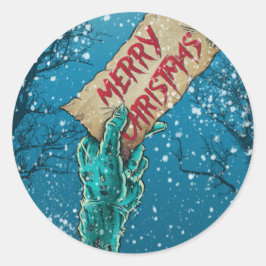 Zombie Merry Weihnachtsfeiertag Runder Aufkleber