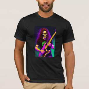 Zombie mit langen Haaren, der Bassgitarre spielt T-Shirt