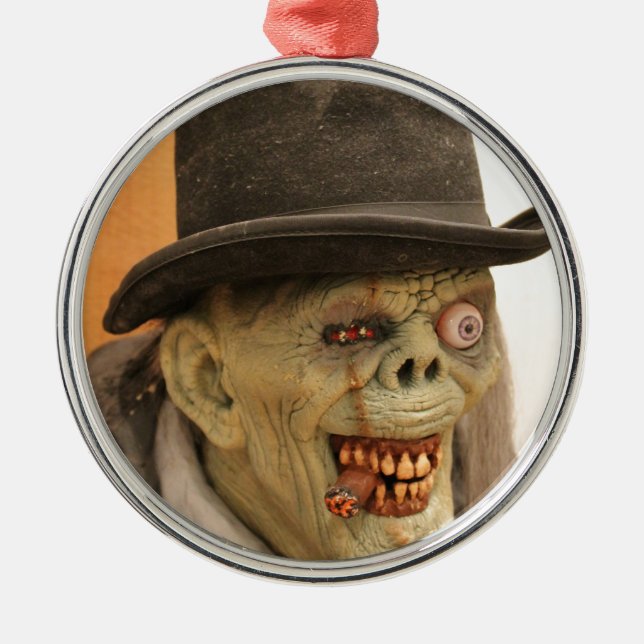 Zombie mit Zigar und Top Hat Ornament Aus Metall (Vorne)